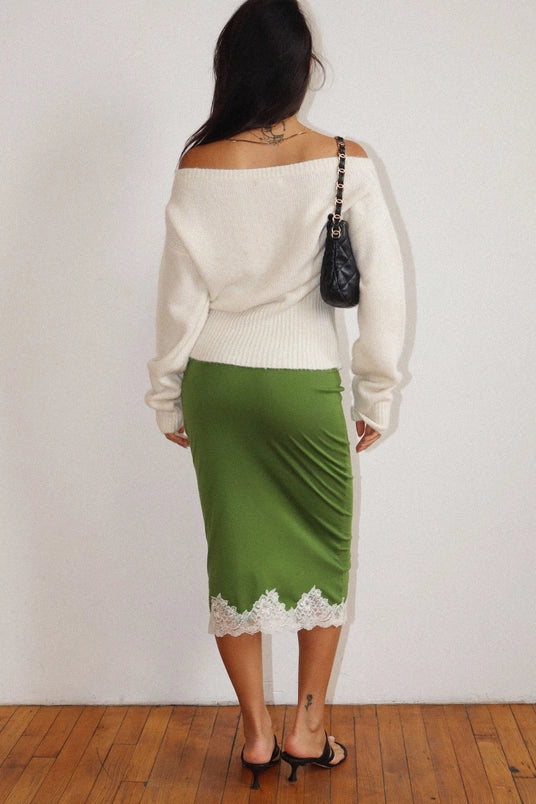 Lime Lace Midi Skirt