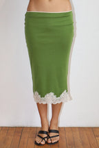 Lime Lace Midi Skirt
