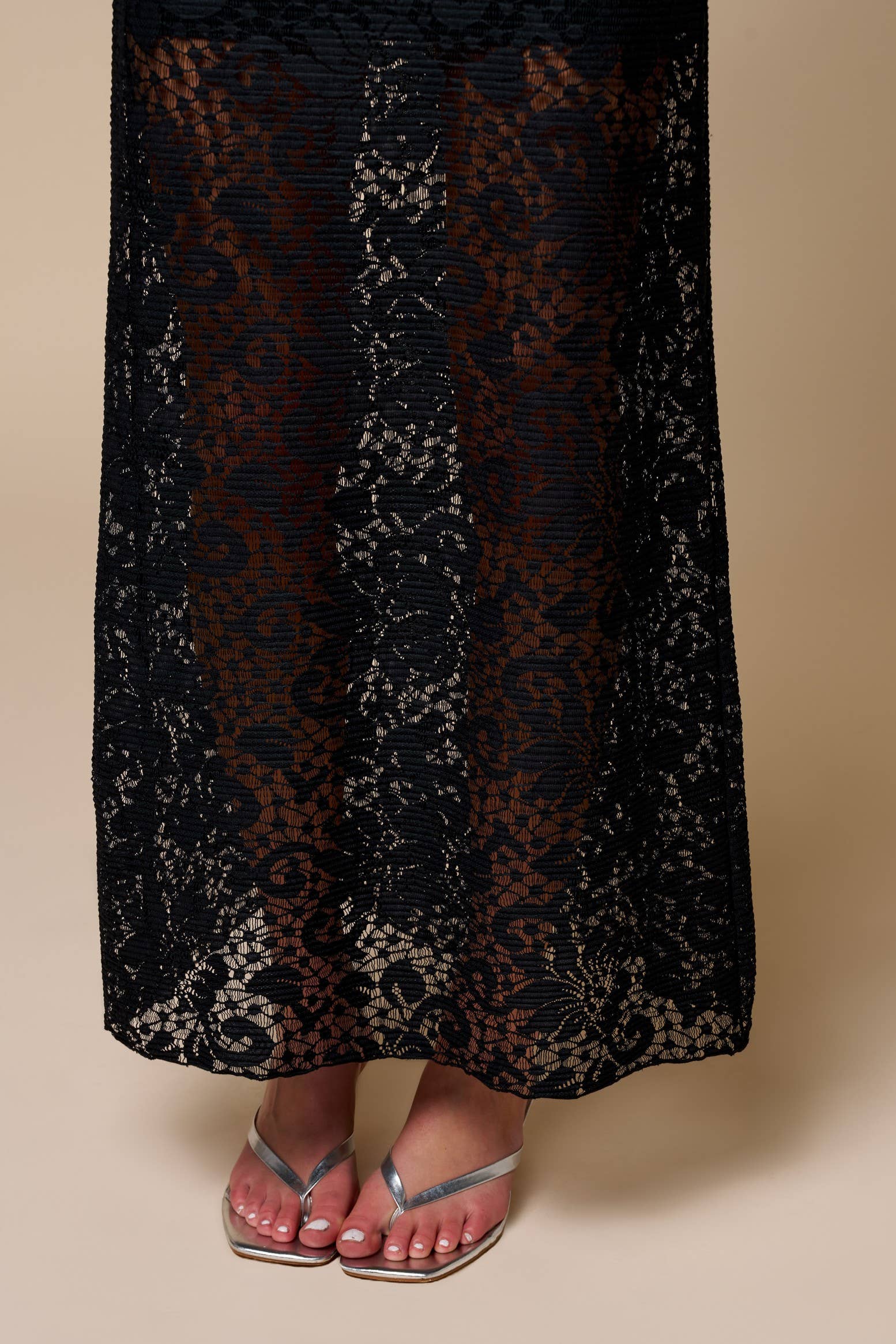 Sheer Lace Maxi Skirt
