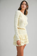 Bow Pointelle Ruffle Skirt - Polkadots & Moonbeams LAPolkadots & MoonbeamsBUTTERSBow Pointelle Ruffle Skirt