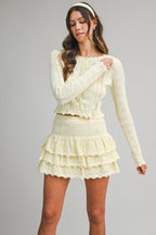 Bow Pointelle Ruffle Skirt - Polkadots & Moonbeams LAPolkadots & MoonbeamsBUTTERSBow Pointelle Ruffle Skirt