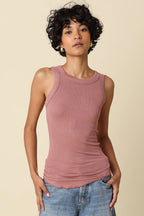 Malibu Ribbed Fitted Scoop Neck Tank Top