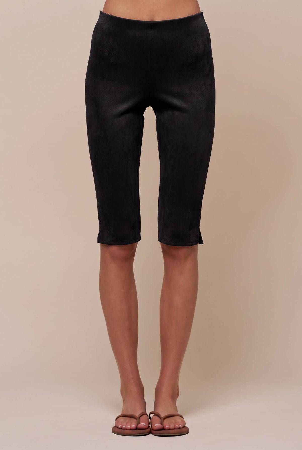 Faux Suede Capri Pants