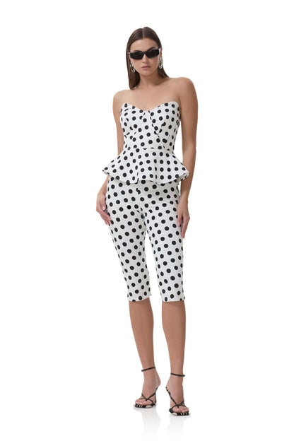 Ronnie Capri Pant - White Coin Dot