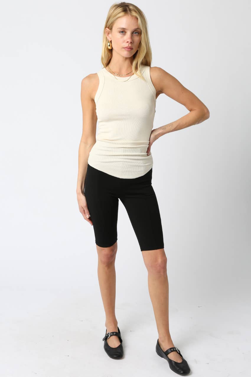 Malibu Ribbed Fitted Scoop Neck Tank Top