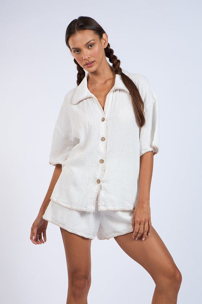 Cabana Contrasts Stitch Shorts - Polkadots & Moonbeams LASky To MoonWhiteSCabana Contrasts Stitch Shorts
