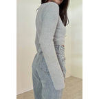 Knit Scoop Neck Button Down Cardigan