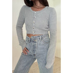 Knit Scoop Neck Button Down Cardigan