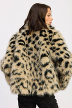 LEOPARD FAUX FUR SHORT COAT