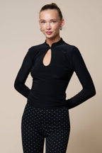 Mandarin Collar Long Sleeve Top