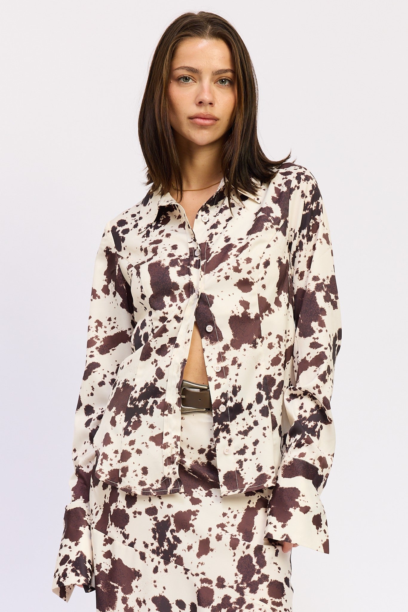 Cow Print Silky Blouse