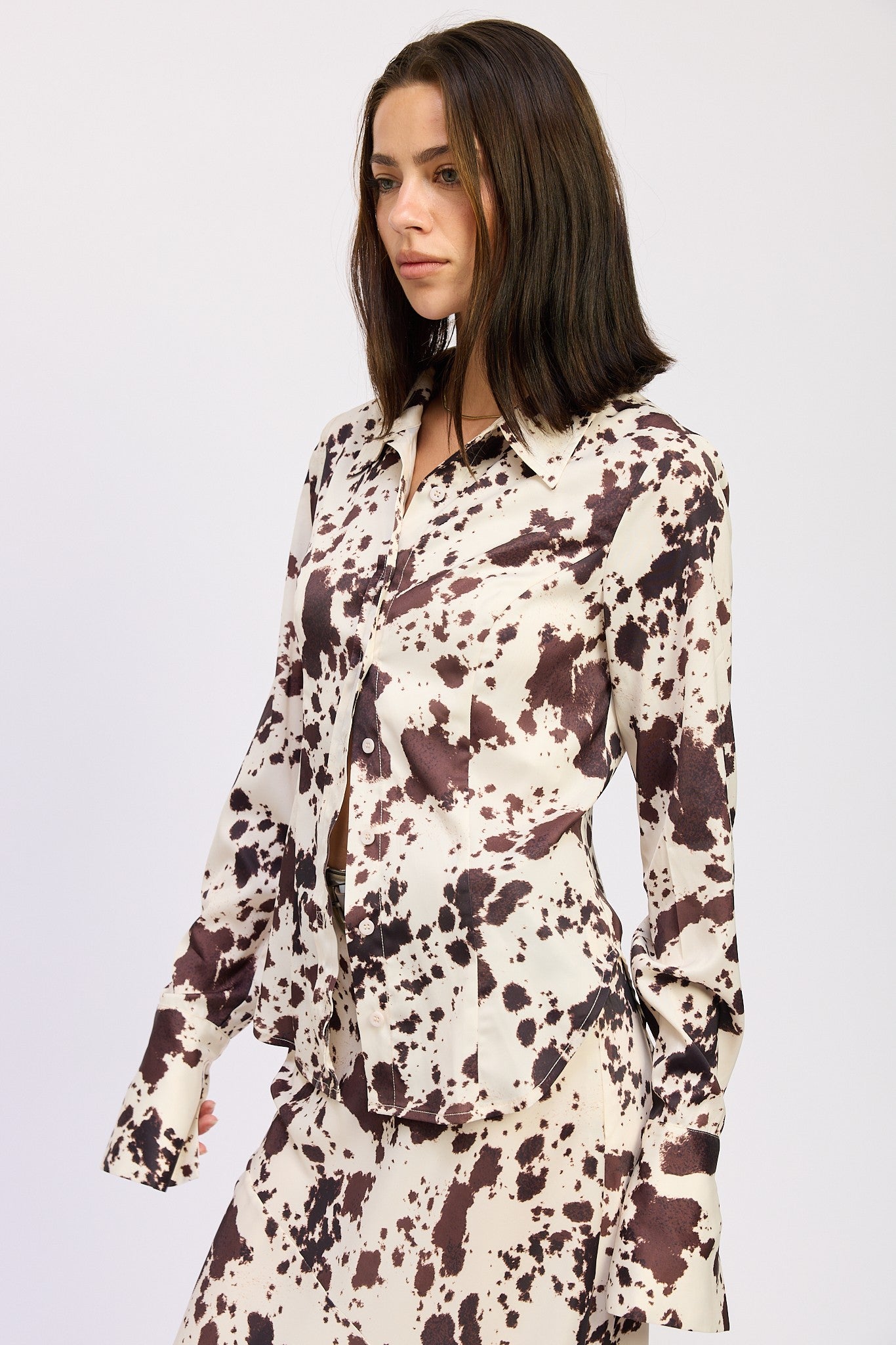 Cow Print Silky Blouse