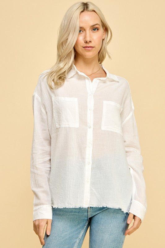 Crinkle Button Down