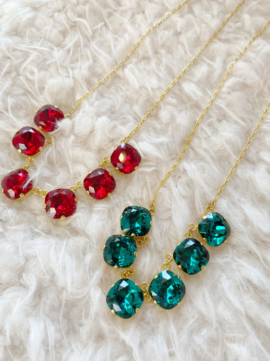 Crystal Dangle Necklace - Polkadots & Moonbeams LALa Vie ParisienneREDCrystal Dangle Necklace
