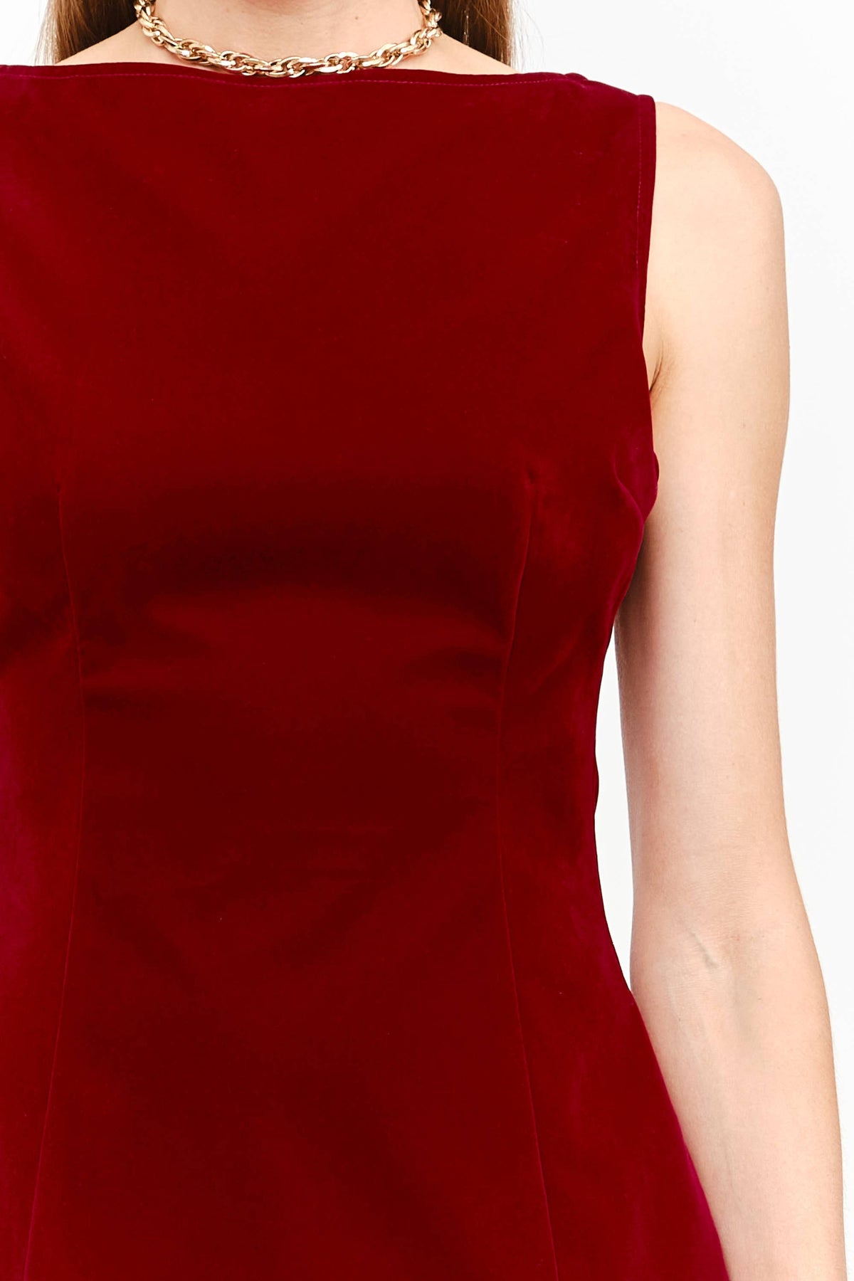 Carmine Red Velvet Dress