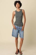 Malibu Ribbed Fitted Scoop Neck Tank Top