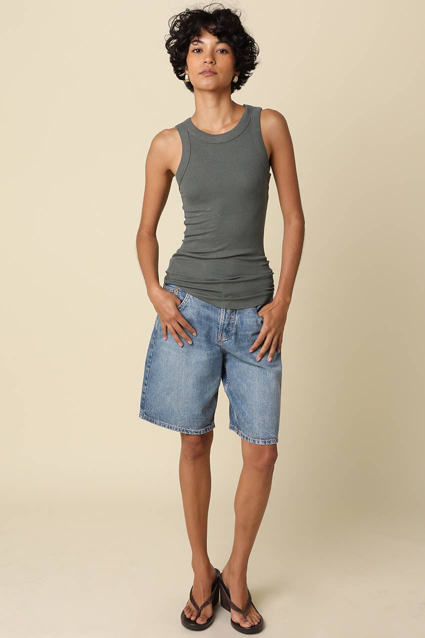 Malibu Ribbed Fitted Scoop Neck Tank Top