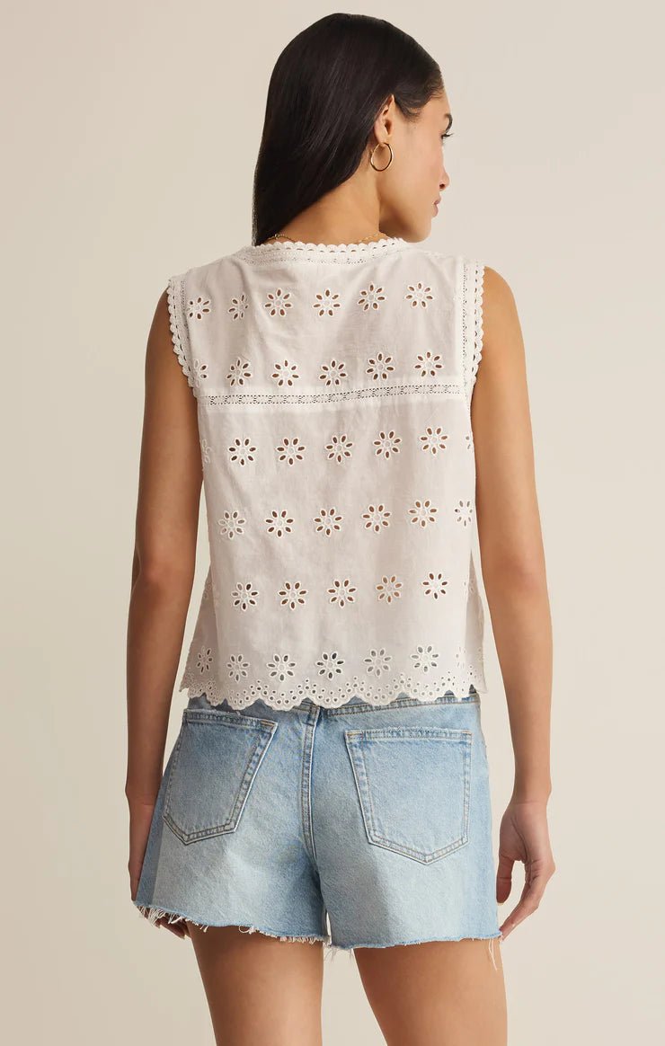 Darcy Eyelet Tank - Polkadots & Moonbeams LAZ SUPPLYWhiteXSDarcy Eyelet Tank