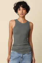 Malibu Ribbed Fitted Scoop Neck Tank Top