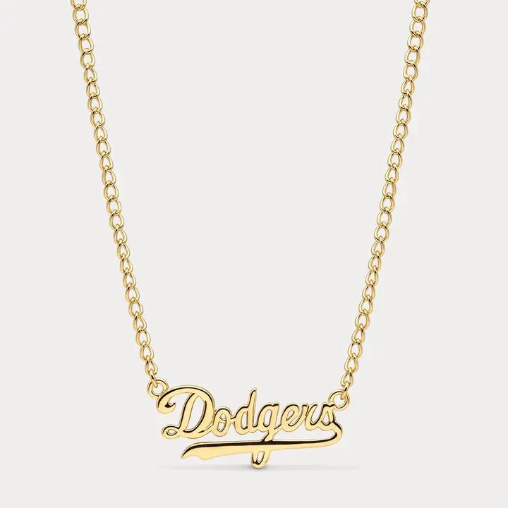 Dodgers Nameplate Necklace - Polkadots & Moonbeams LALuv AJGOLDDodgers Nameplate Necklace