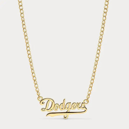 Dodgers Nameplate Necklace - Polkadots & Moonbeams LALuv AJGOLDDodgers Nameplate Necklace