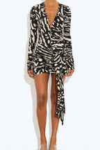 Long Sleeve V-Neck Wrap Mini Dress