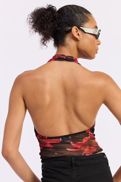 Sheer Stretch Mesh Halter