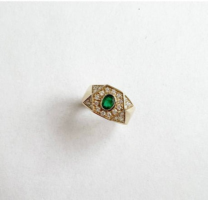 Emerald and Diamond Hexagon Ring - Polkadots & Moonbeams LACaitlin Nicole Jewelry6.5Emerald and Diamond Hexagon Ring