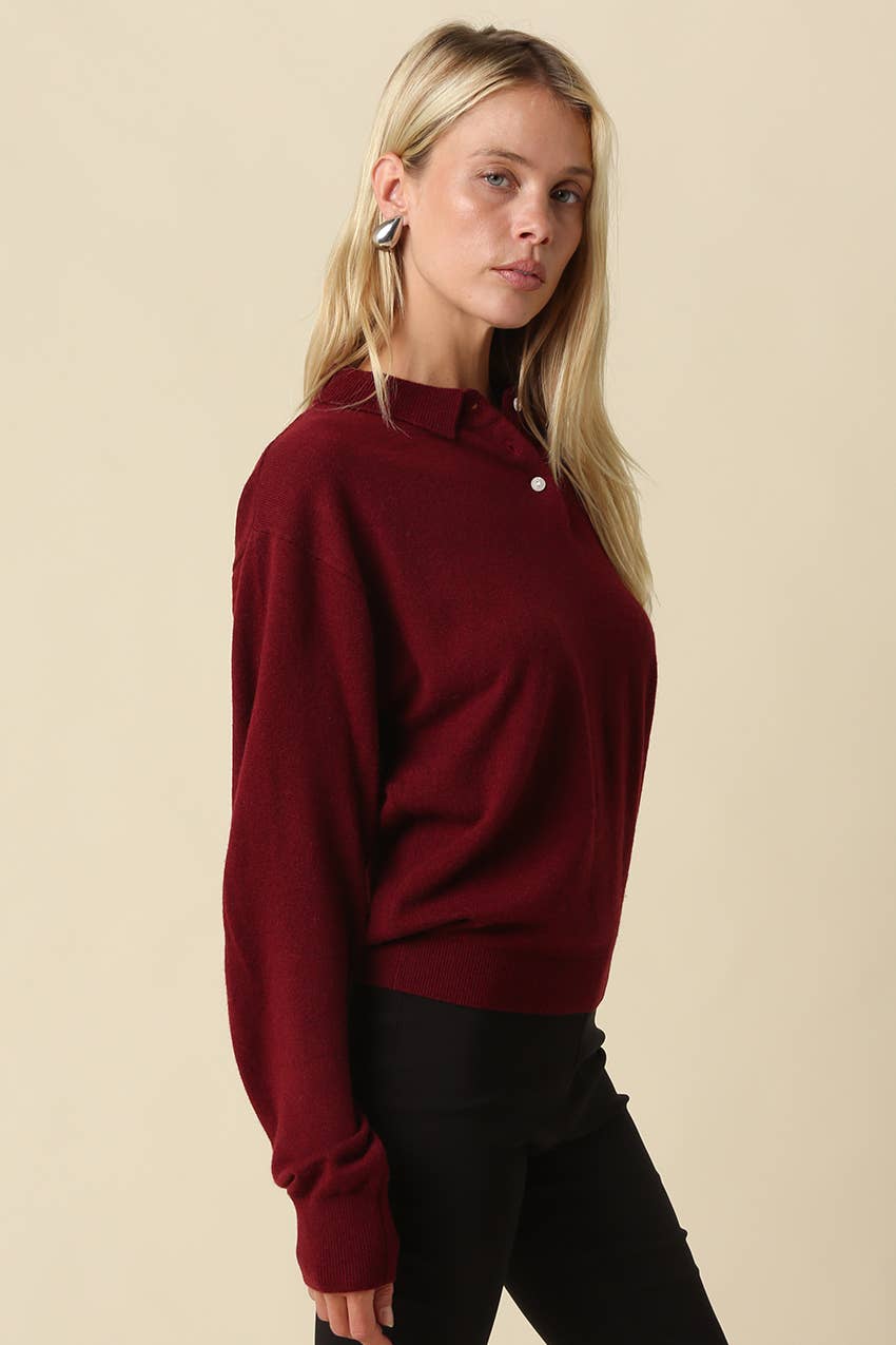 Nancy Long Sleeve Polo Sweater