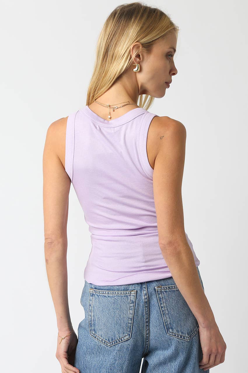 Malibu Ribbed Fitted Scoop Neck Tank Top