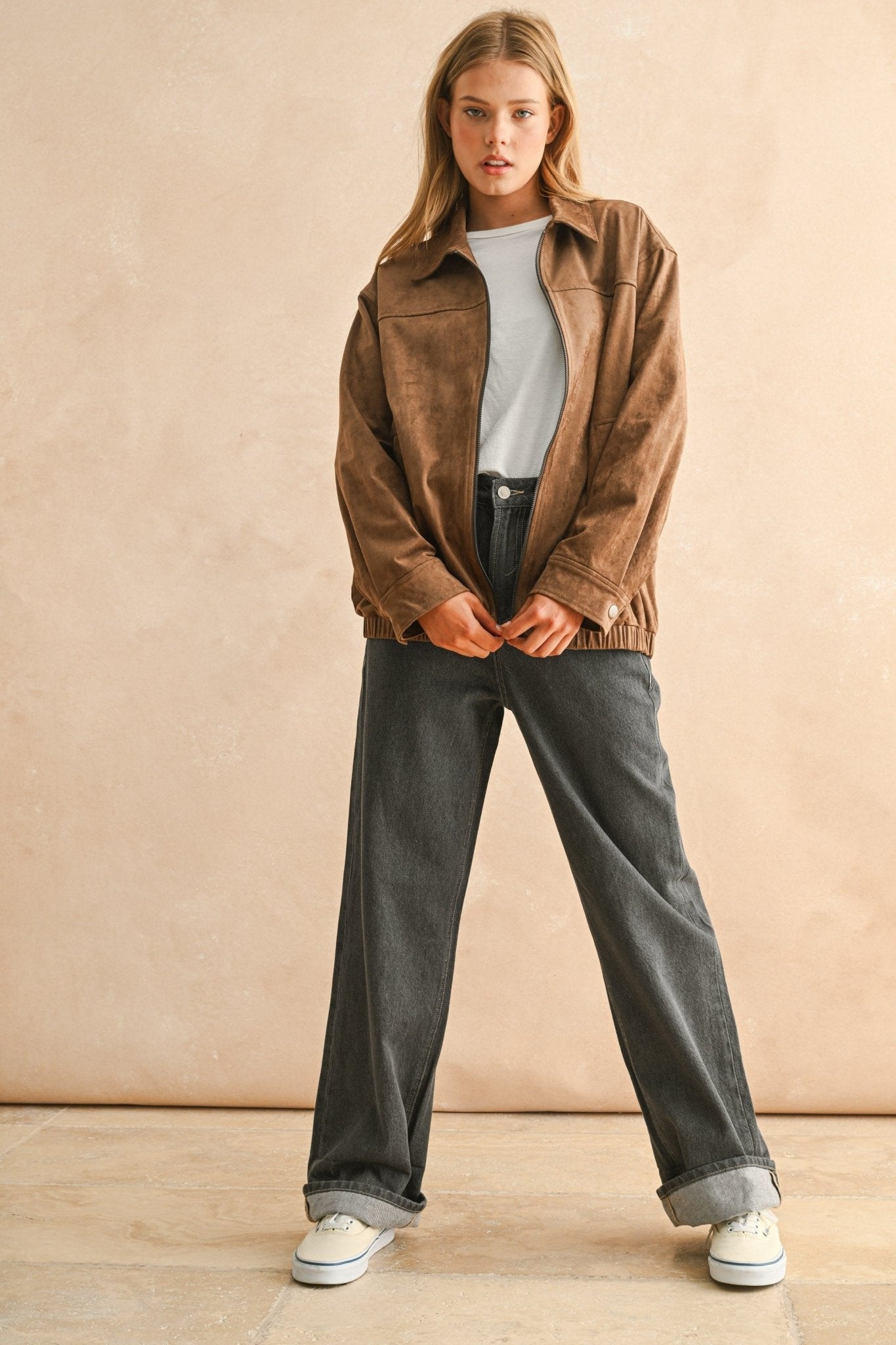 Faux Suede 90s Jacket - Polkadots & Moonbeams LAPolkadots & MoonbeamsBROWNSFaux Suede 90s Jacket