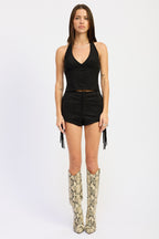 Faux Suede Halter - Polkadots & Moonbeams LAPolkadots & MoonbeamsBlackSFaux Suede Halter
