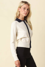 Leah Contrast Trim Knit Cardigan
