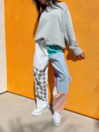 Flannel Denim Combo Pants - Polkadots & Moonbeams LAAmerican Recycled Clothingone sizeFlannel Denim Combo Pants