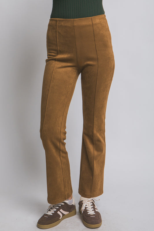 Faux Suede Flare Pants