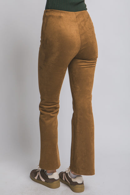 Faux Suede Flare Pants