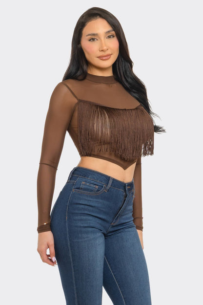 Fringe Crop Top - Polkadots & Moonbeams LAPolkadots & MoonbeamsBrownSFringe Crop Top