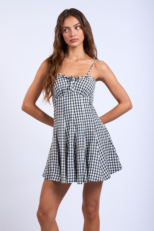 Gingham Tie Mini Dress
