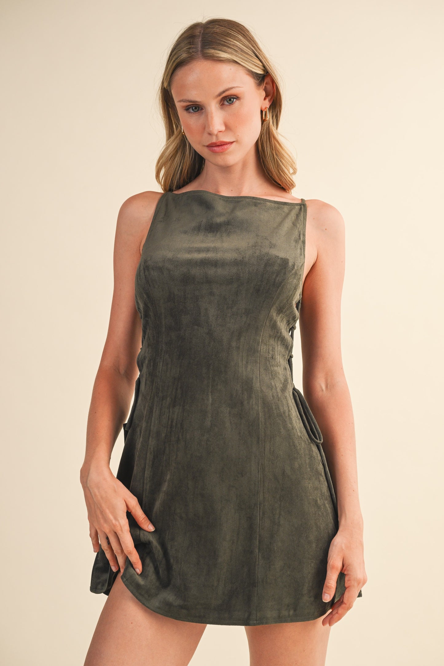 Side Lace Up Faux Suede Mini