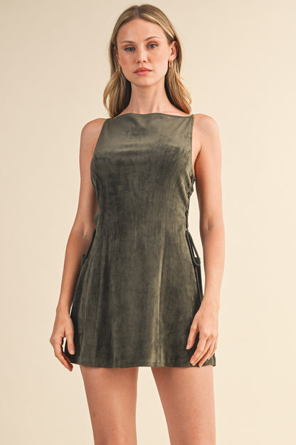 Side Lace Up Faux Suede Mini