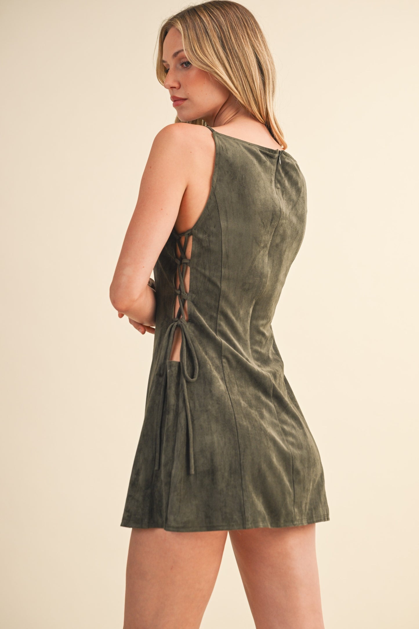 Side Lace Up Faux Suede Mini