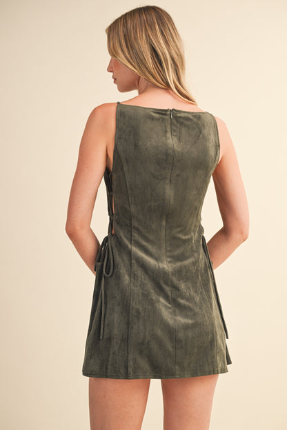 Side Lace Up Faux Suede Mini