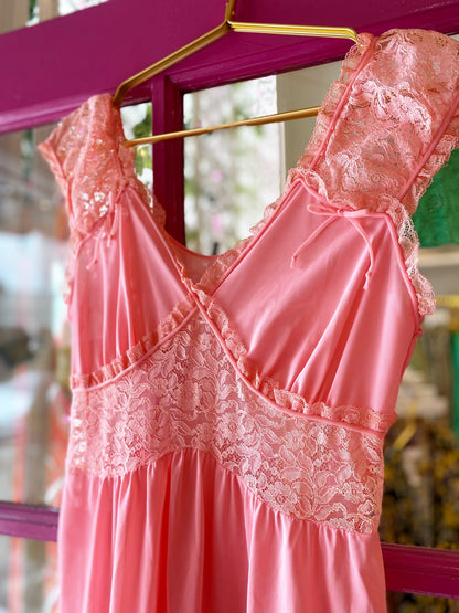 Bright Pink Lace Slip Maxi