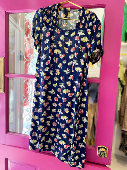 40s Lamb Print Midi