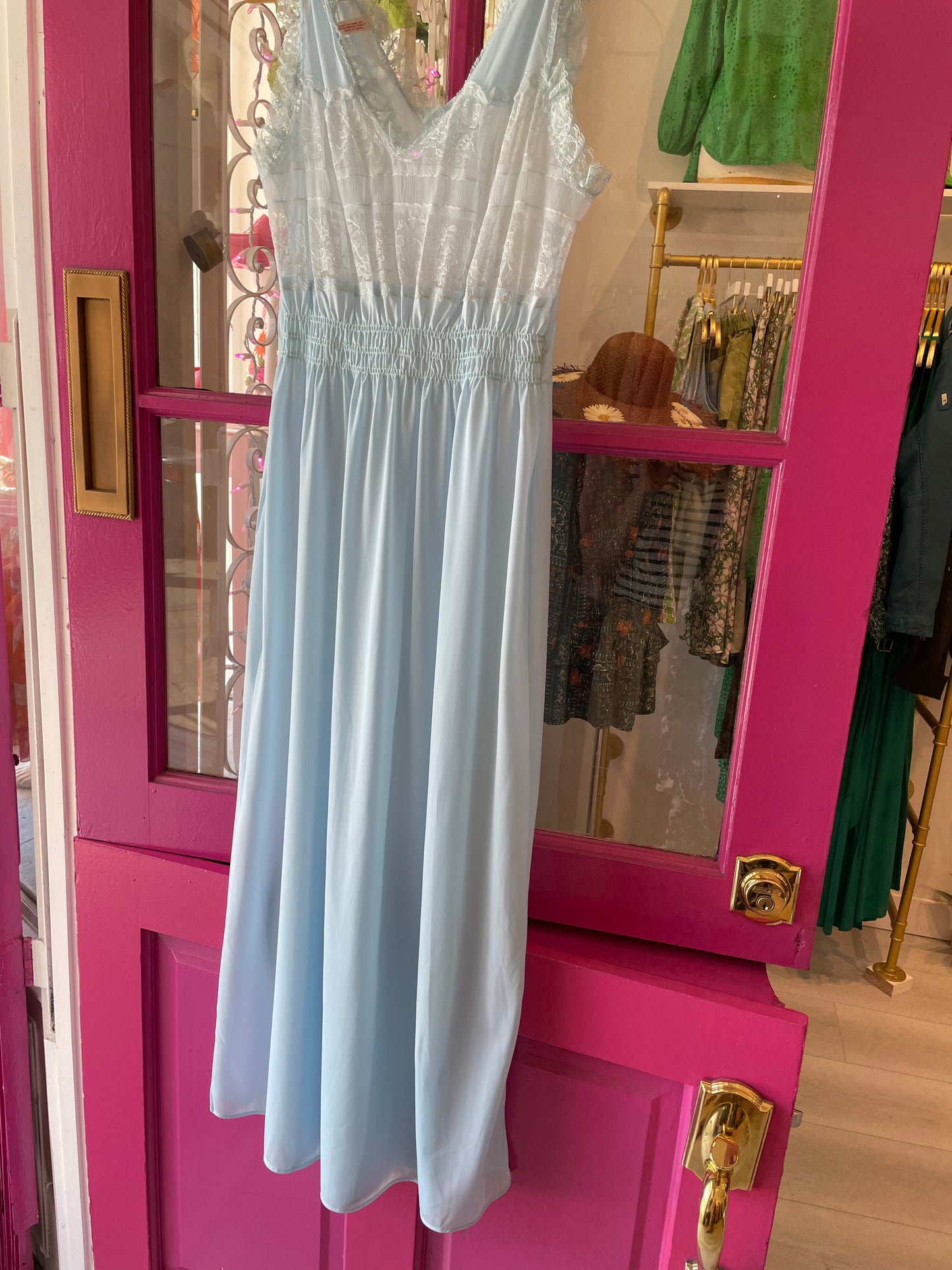 Blue Ruffle Slip Dress