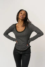 Jena Contrast Scoop - Polkadots & Moonbeams LAProject Social TeeIVORY/BLACKXSJena Contrast Scoop