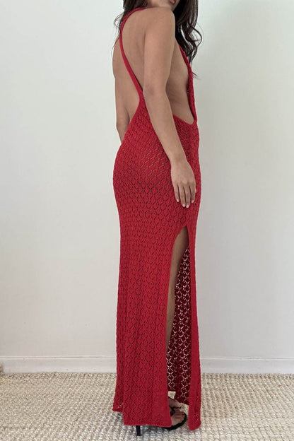 Knit Halter Maxi - Polkadots & Moonbeams LAPolkadots & MoonbeamsRedSKnit Halter Maxi