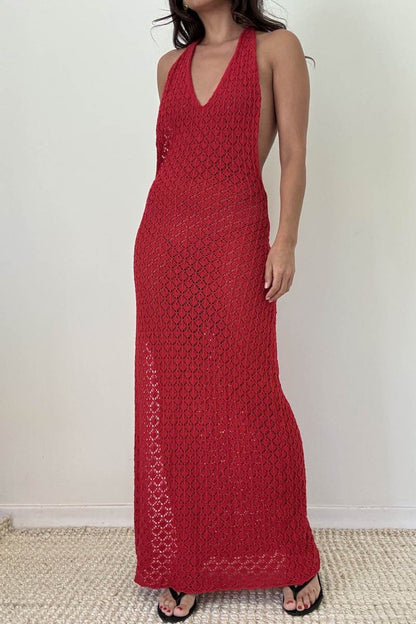 Knit Halter Maxi - Polkadots & Moonbeams LAPolkadots & MoonbeamsRedSKnit Halter Maxi