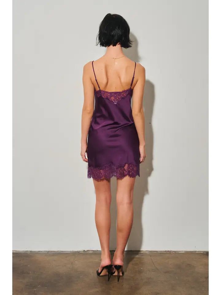 Satin Mini Dress with Lace