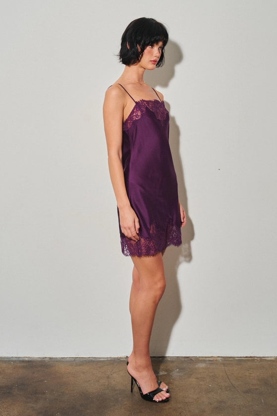 Satin Mini Dress with Lace